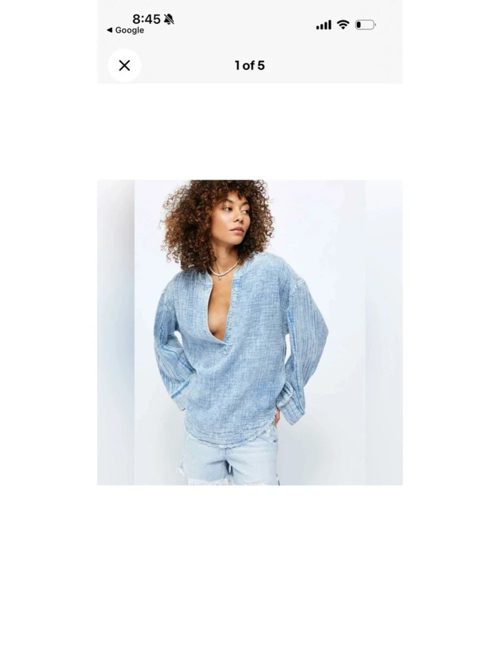 NWT We the Free Freepeople Anguilla Washed Denim Gauze Pullover M